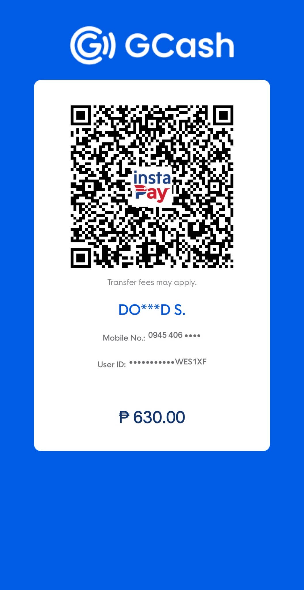 GCash QR code for the ₱630.00 complete convention kit